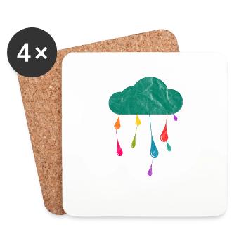 Regen Wolken Regentropfen Regenbogen Vielfalt - Untersetzer (4er-Set) - Weiß - Vorne