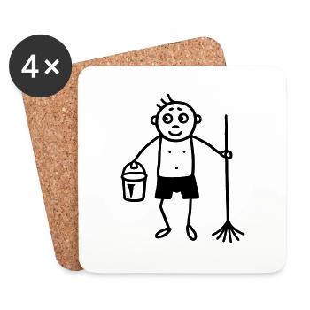 Naked cleaners - cleaning nude - Coasters (set of 4) - white - Front