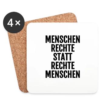 Cooler Spruch:Menschenrechte statt rechte Menschen - Untersetzer (4er-Set) - Weiß - Vorne