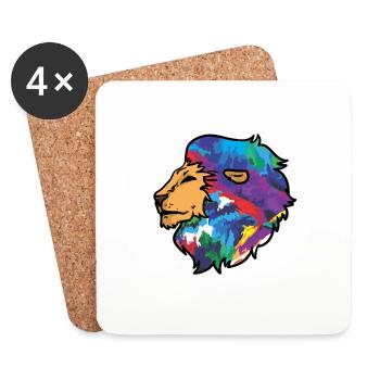 Lion's head colorful animals drawing - Coasters (set of 4) - white - Front