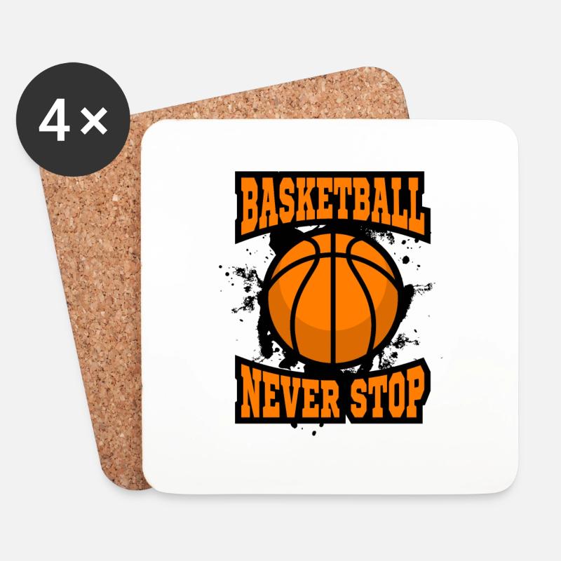 Basketball Never Stop - Untersetzer (4er-Set) - Weiß