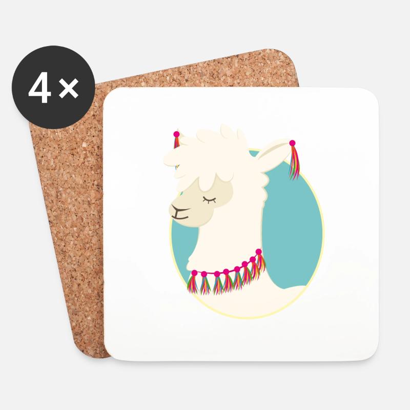 Lama - Untersetzer (4er-Set) - Weiß