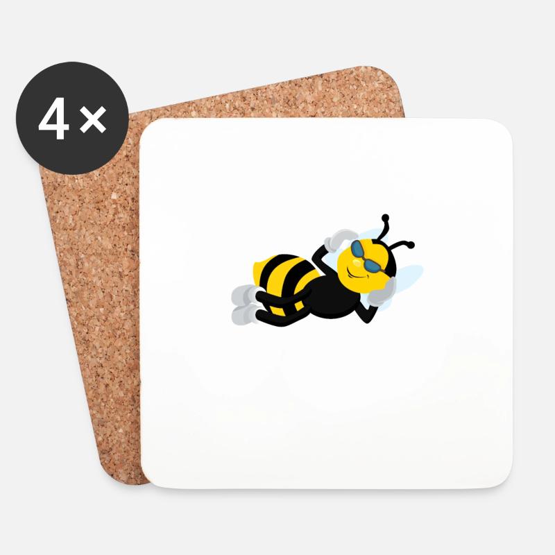 Coole Biene - Untersetzer (4er-Set) - Weiß
