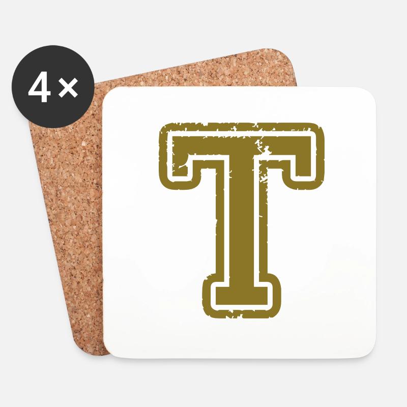 t - Buchstabe - Untersetzer (4er-Set) - Weiß
