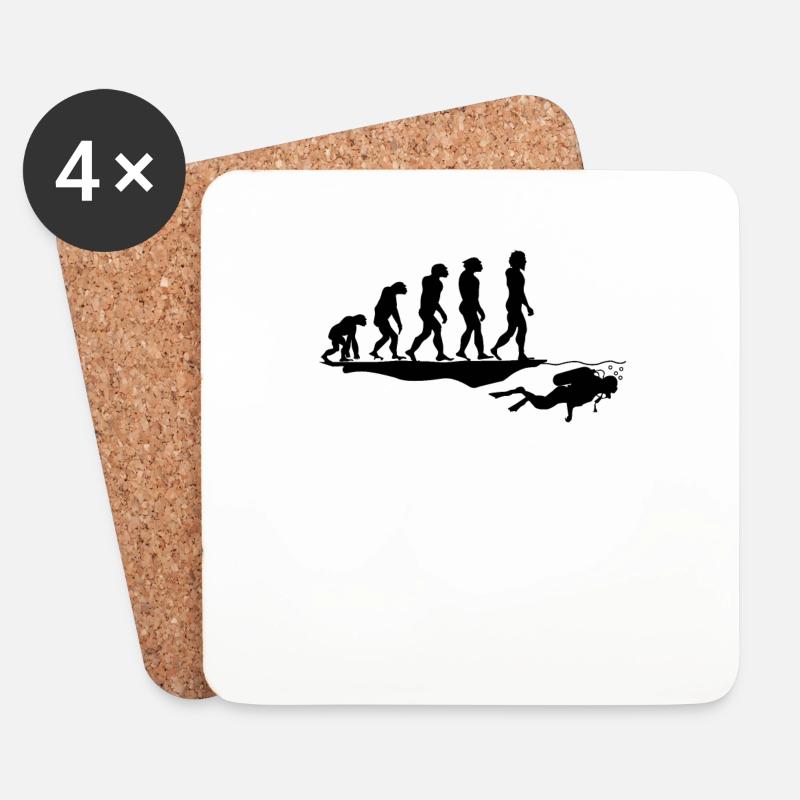 Taucher tauchen Evolution - Untersetzer (4er-Set) - Weiß