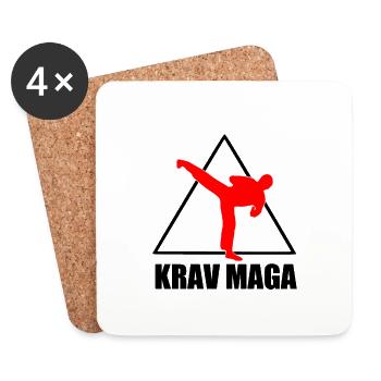 Krav Maga Self Defense Martial Arts t-Shirt - Untersetzer (4er-Set) - Weiß - Vorne
