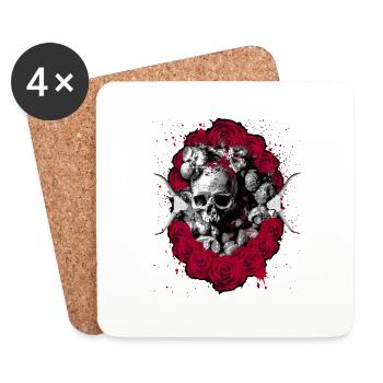 Rosen Totenkopf Gothic Tod Schädel Totenschädel - Untersetzer (4er-Set) - Weiß - Vorne