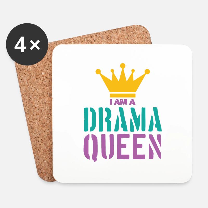 Drama Queen Spruch - Untersetzer (4er-Set) - Weiß