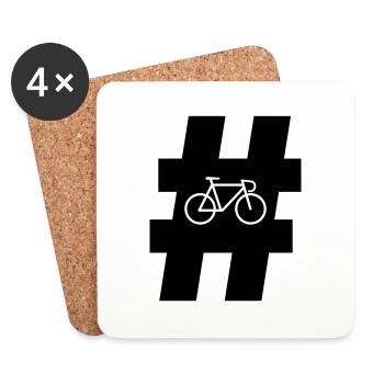 Hashtag Vélo - Dessous de verre (lot de 4) - blanc - Devant