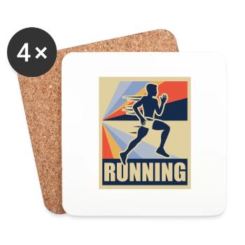 Running Retro Running Runner Sport Cadeau - Dessous de verre (lot de 4) - blanc - Devant