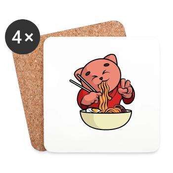 Katze Ramen Japan - Untersetzer (4er-Set) - Weiß - Vorne
