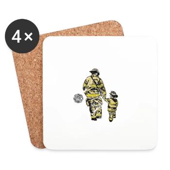 Feuerwehrmann Feuerwehr Vater Vatertag Geschenk - Untersetzer (4er-Set) - Weiß - Vorne