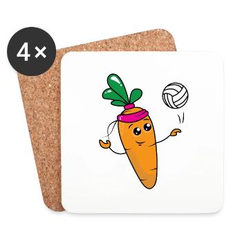 Carrot-Volleyball-Spieler - Untersetzer (4er-Set) - Weiß - Vorne