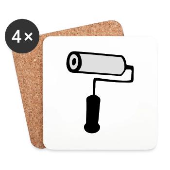 paint roller building house painting - Coasters (set of 4) - white - Front