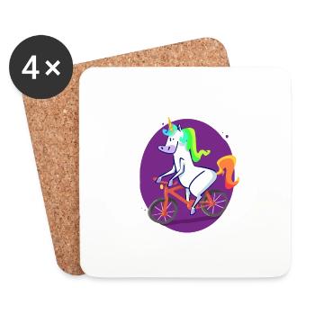 Einhorn Fahrrad - Untersetzer (4er-Set) - Weiß - Vorne