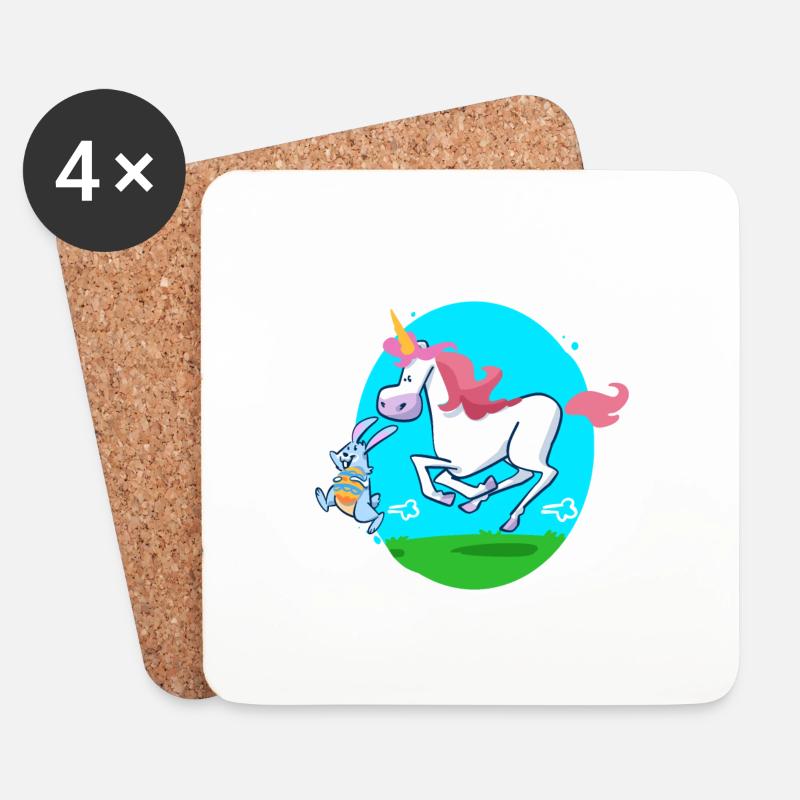 Ostern EInhorn - Untersetzer (4er-Set) - Weiß