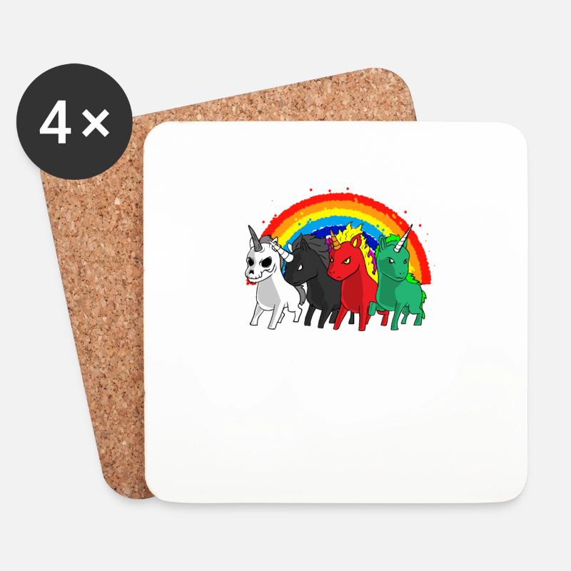Einhorn Reiter Apokalypse Regenbogen Witz Geschenk - Untersetzer (4er-Set) - Weiß