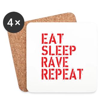 Eat Rave Sleep - Untersetzer (4er-Set) - Weiß - Vorne