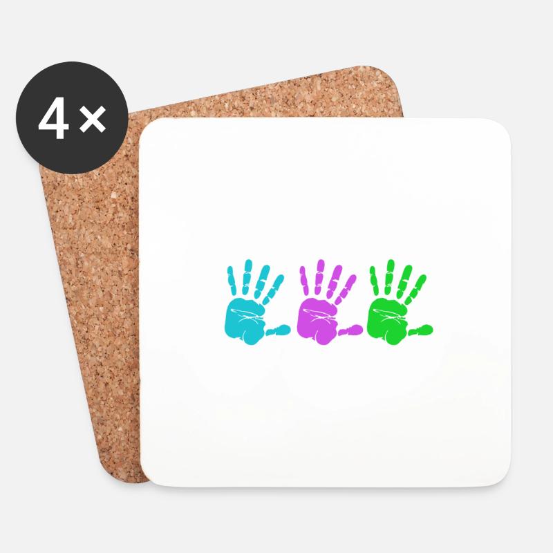 Bunte Hände - Colorful Hands - Untersetzer (4er-Set) - Weiß