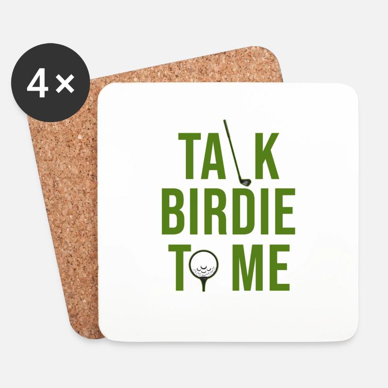Golf Spruch "Talk birdie time" - Untersetzer (4er-Set) - Weiß