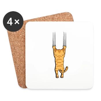 Cat with claws - Coasters (set of 4) - white - Front