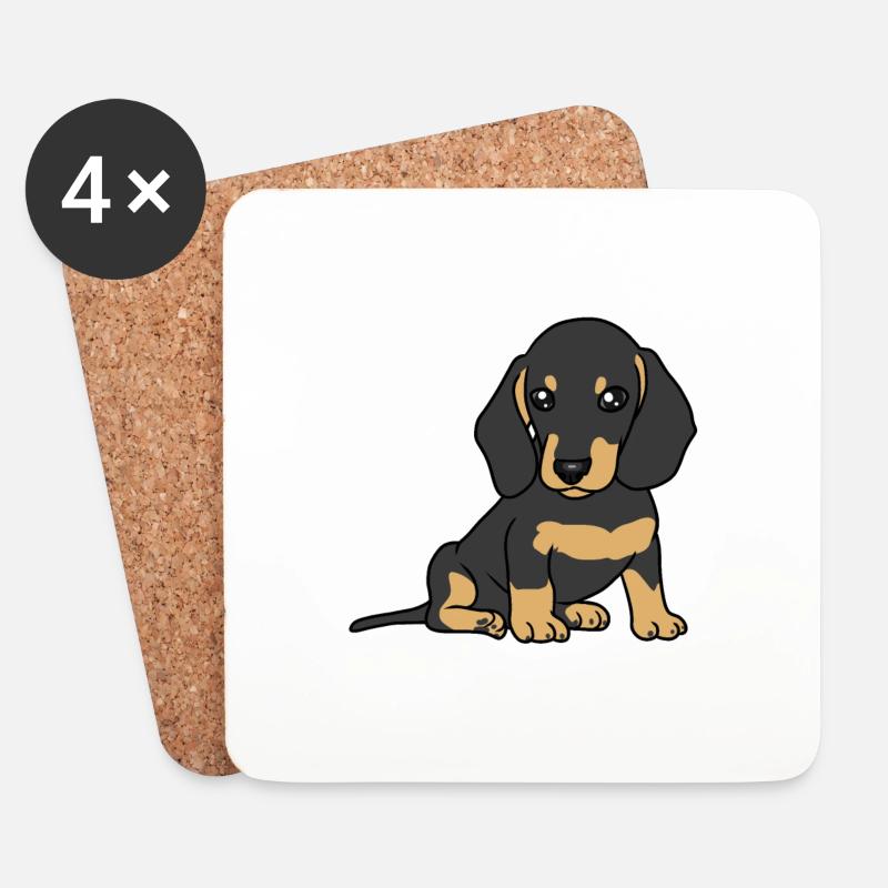 Kleiner Dackel Hunderasse Hund Haustiere Hunde - Untersetzer (4er-Set) - Weiß