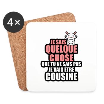je vais être cousine - Dessous de verre (lot de 4) - blanc - Devant