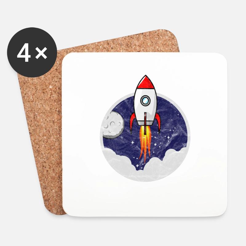 Space Shuttle Kleine Rakete für Kinder Grunge - Untersetzer (4er-Set) - Weiß