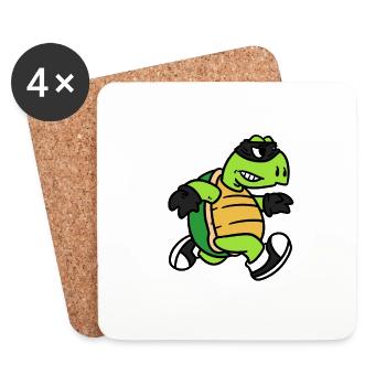 Turtle thief, Schildkröten Räuber - Untersetzer (4er-Set) - Weiß - Vorne