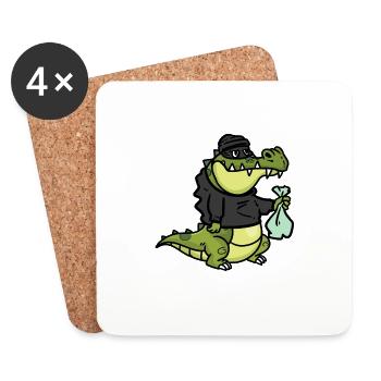 Alligator robber, Aligator Räuber - Untersetzer (4er-Set) - Weiß - Vorne
