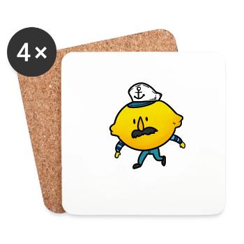 Captain Lemon, lemon - Coasters (set of 4) - white - Front