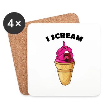 Je crie de la glace - Dessous de verre (lot de 4) - blanc - Devant
