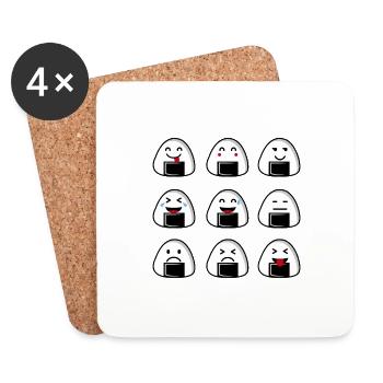 Emoticônes Sushi - Dessous de verre (lot de 4) - blanc - Devant