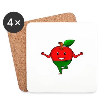 Yoga Apple apple - Coasters (set of 4) - white - Front