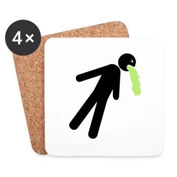 funny puking vomit nausea hangover alcohol - Coasters (set of 4) - white - Front