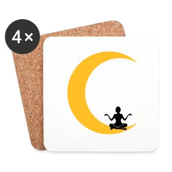 meditieren mond yoga beten fitness frau liebe sich - Untersetzer (4er-Set) - Weiß - Vorne
