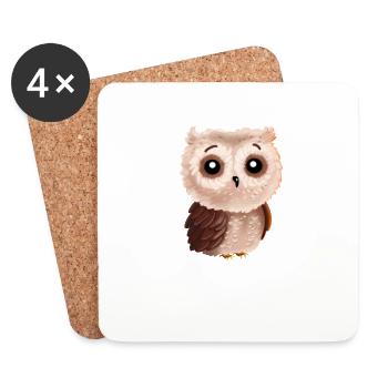 Süße Eule Vogel Eulenliebhaber Freundin Geschenk - Untersetzer (4er-Set) - Weiß - Vorne