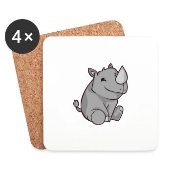 Chibi Comic Nashorn Kawaii Niedlich Geschenk - Untersetzer (4er-Set) - Weiß - Vorne