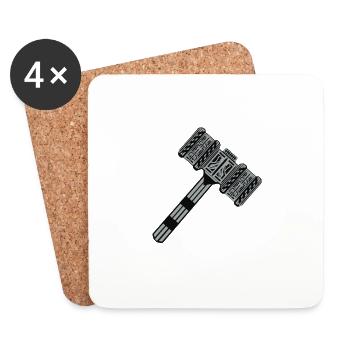 Mjolnir thors hammer vikings carrier badge odin gift - Coasters (set of 4) - white - Front