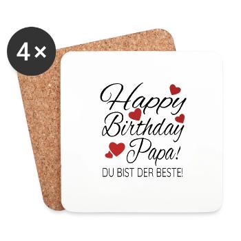Happy Birthday Papa Geburtstag Glückwunsch Vater - Untersetzer (4er-Set) - Weiß - Vorne