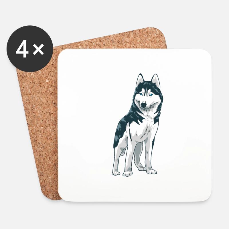 Süßer Husky Hund Weihnachtsgeschenk Hunde - Untersetzer (4er-Set) - Weiß