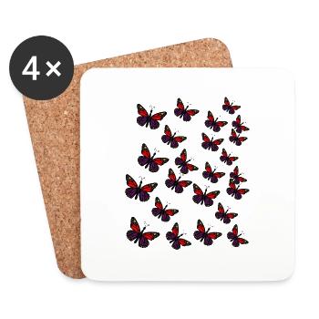 Butterflies Insects Insect Butterfly - Coasters (set of 4) - white - Front