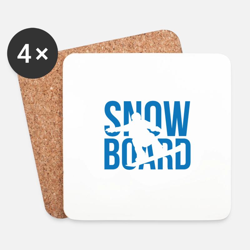 Snowboard Ski - Untersetzer (4er-Set) - Weiß