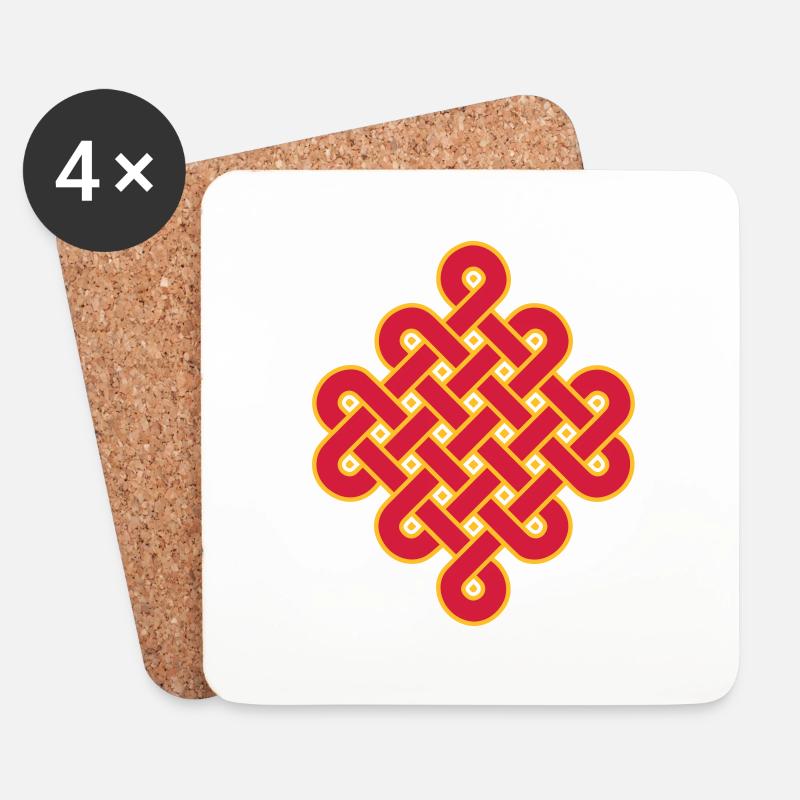 Endlos Knoten, Tibet, Unendlich, Buddhismus, Glück - Untersetzer (4er-Set) - Weiß