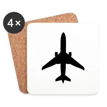 airplane_silhouette - Dessous de verre (lot de 4) - blanc - Devant