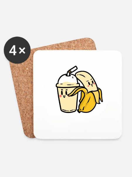 Banana and Shake - Untersetzer (4er-Set) - Weiß