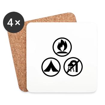 Cadeau de tentes scouts de camping - Dessous de verre (lot de 4) - blanc - Devant