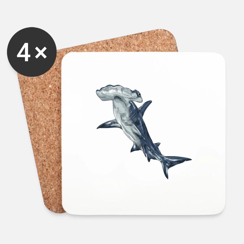 Shark, shark - Coasters (set of 4) - white