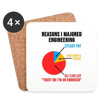 Engineer TShirt technician engineering gift - Coasters (set of 4) - white - Front