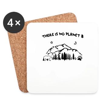 There is No Planet B Shirt Bear Mountains Trees - Untersetzer (4er-Set) - Weiß - Vorne